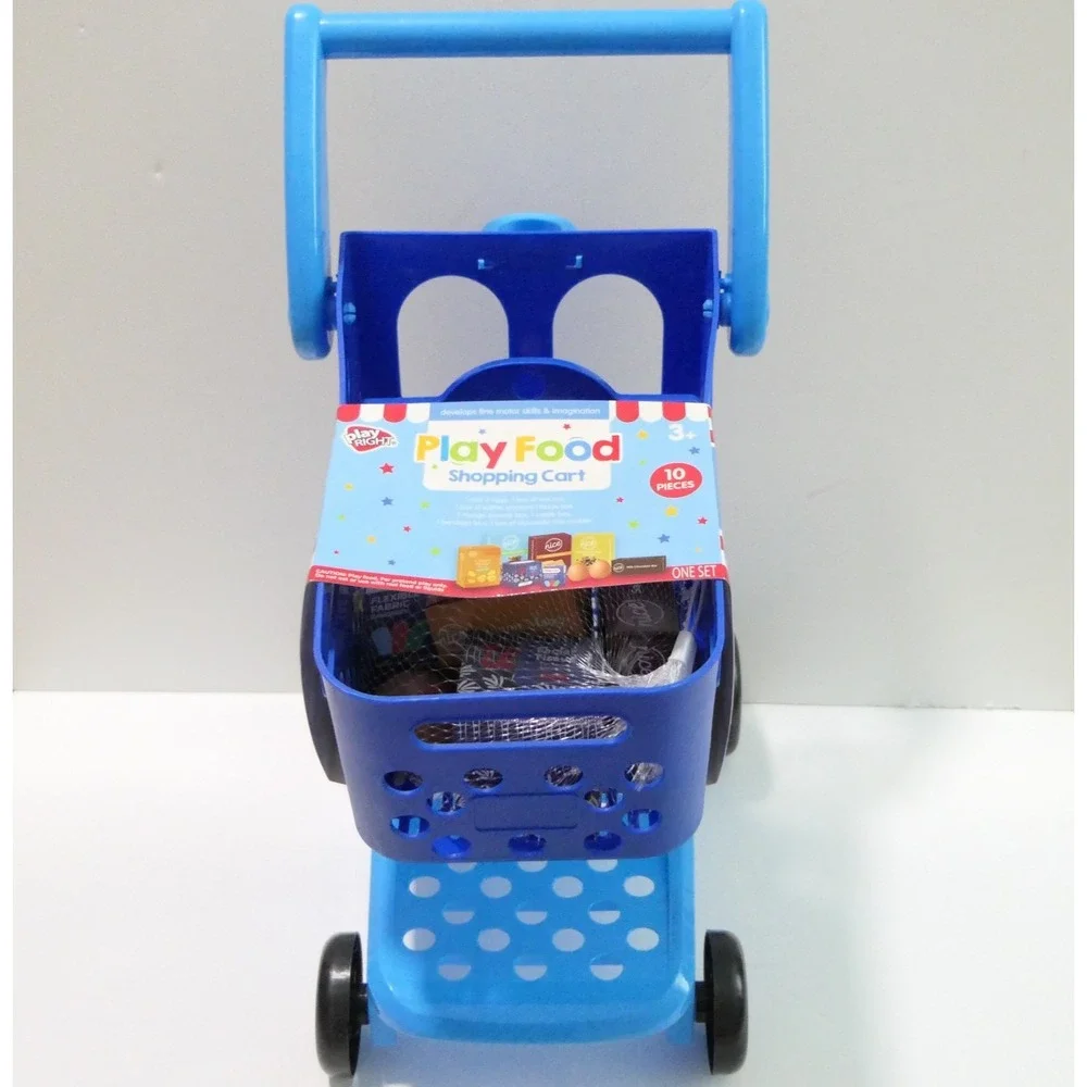 PlayRight Play Food Shopping Cart w/ Folding Handle + Mini Walgreens Products